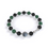 Bracelet anti-douleur composé de malachite et de tourmaline, alternant avec de petites billes en argent 925, avec une seule pierre de quartz rutile en son centre, entourée d'un anneau en argent 925